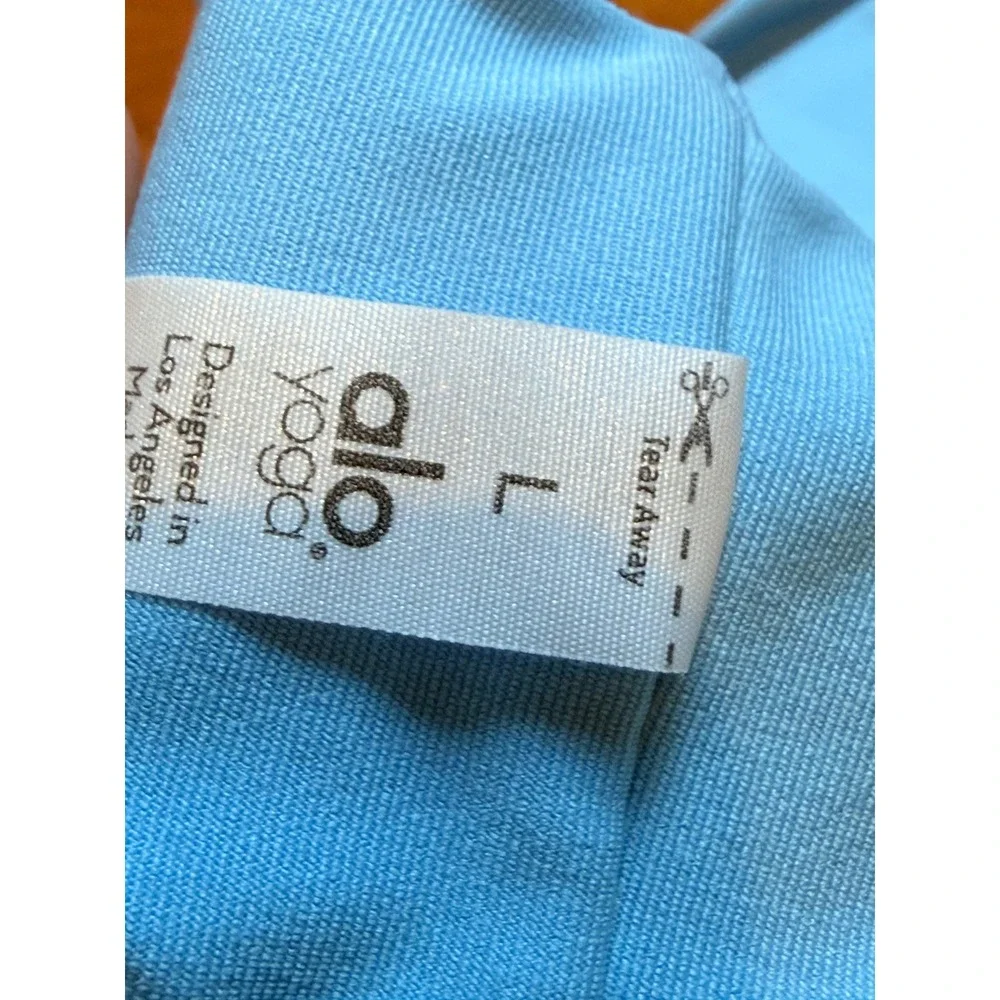Alo Yoga Pixie Bra One Shoulder Light Blue Skies Asymmetrical Sports Bra Size L